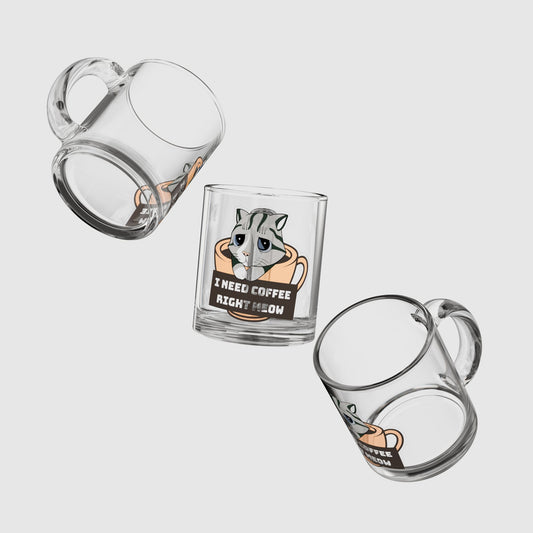 'I Need Coffee Right Meow' - Glass Mug
