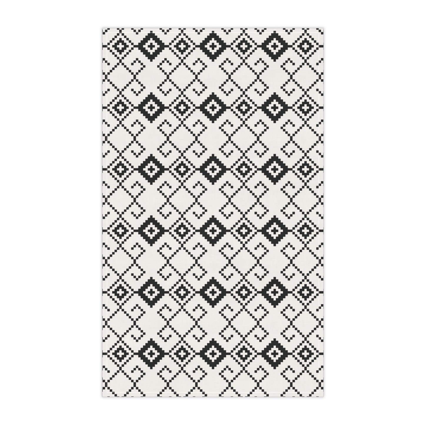 Black & White Aztec Pixel Motif Pattern