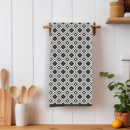 Black & White Pixelated Celtic Cross Pattern