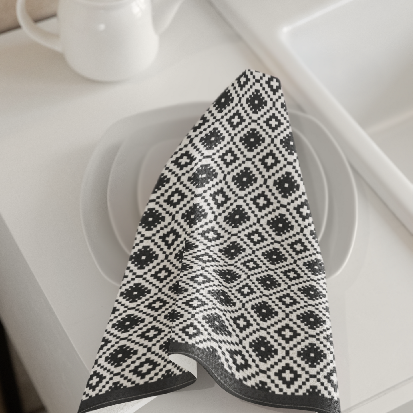 Black & White Pixelated Celtic Cross Pattern