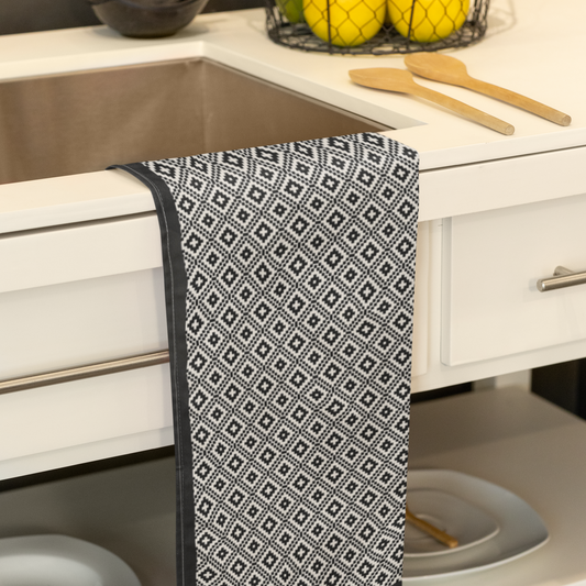 Black & White Pixelated Aztec Diamond Pattern