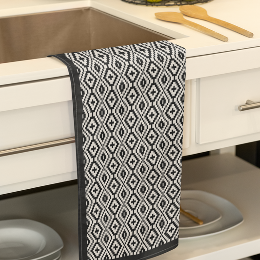 Black & White Pixelated Crossweave Pattern