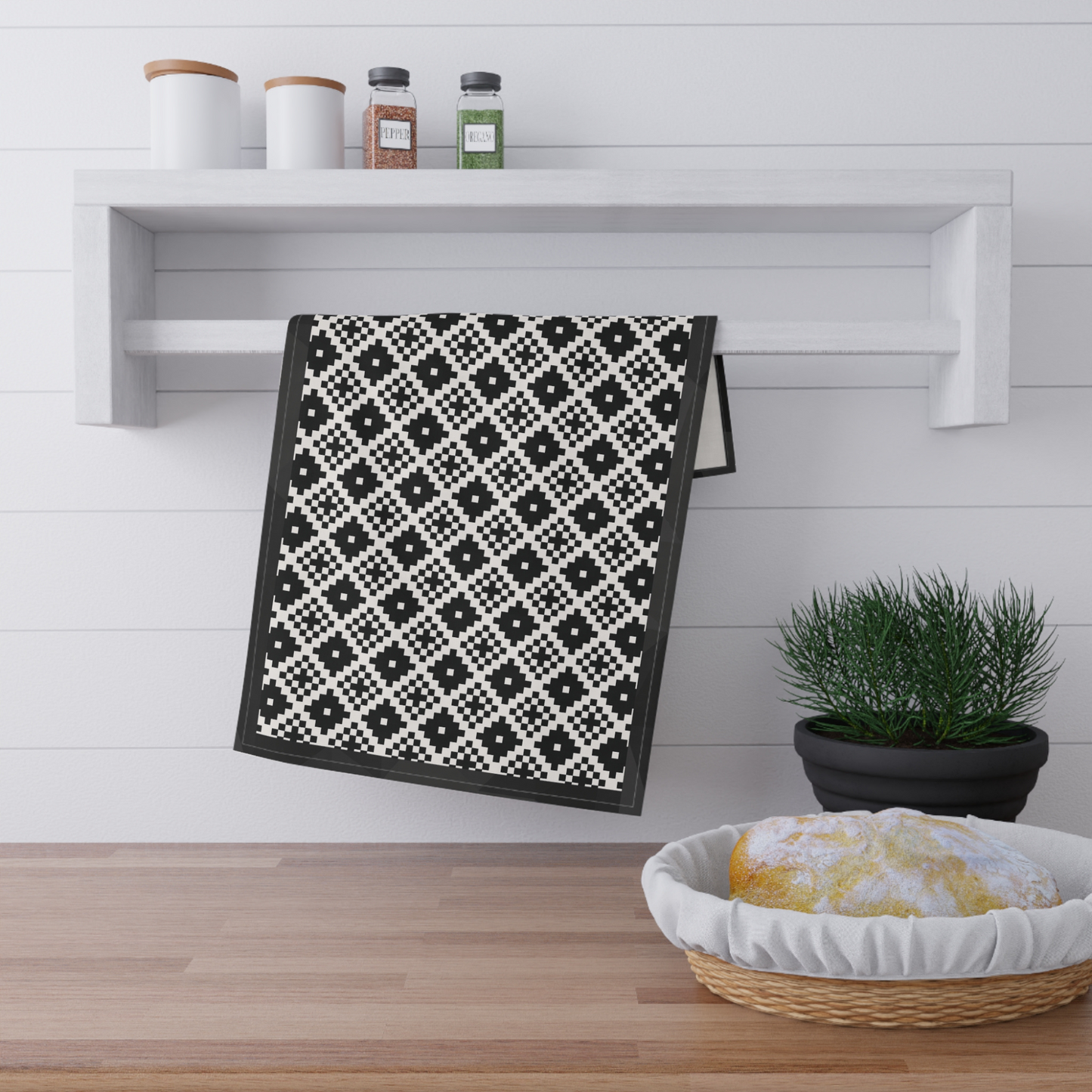 Black & White Pixelated Starburst Pattern