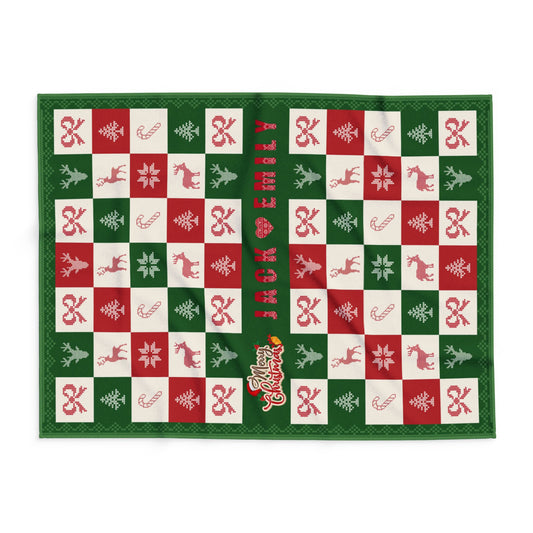 Personalized Christmas Checkered Blanket