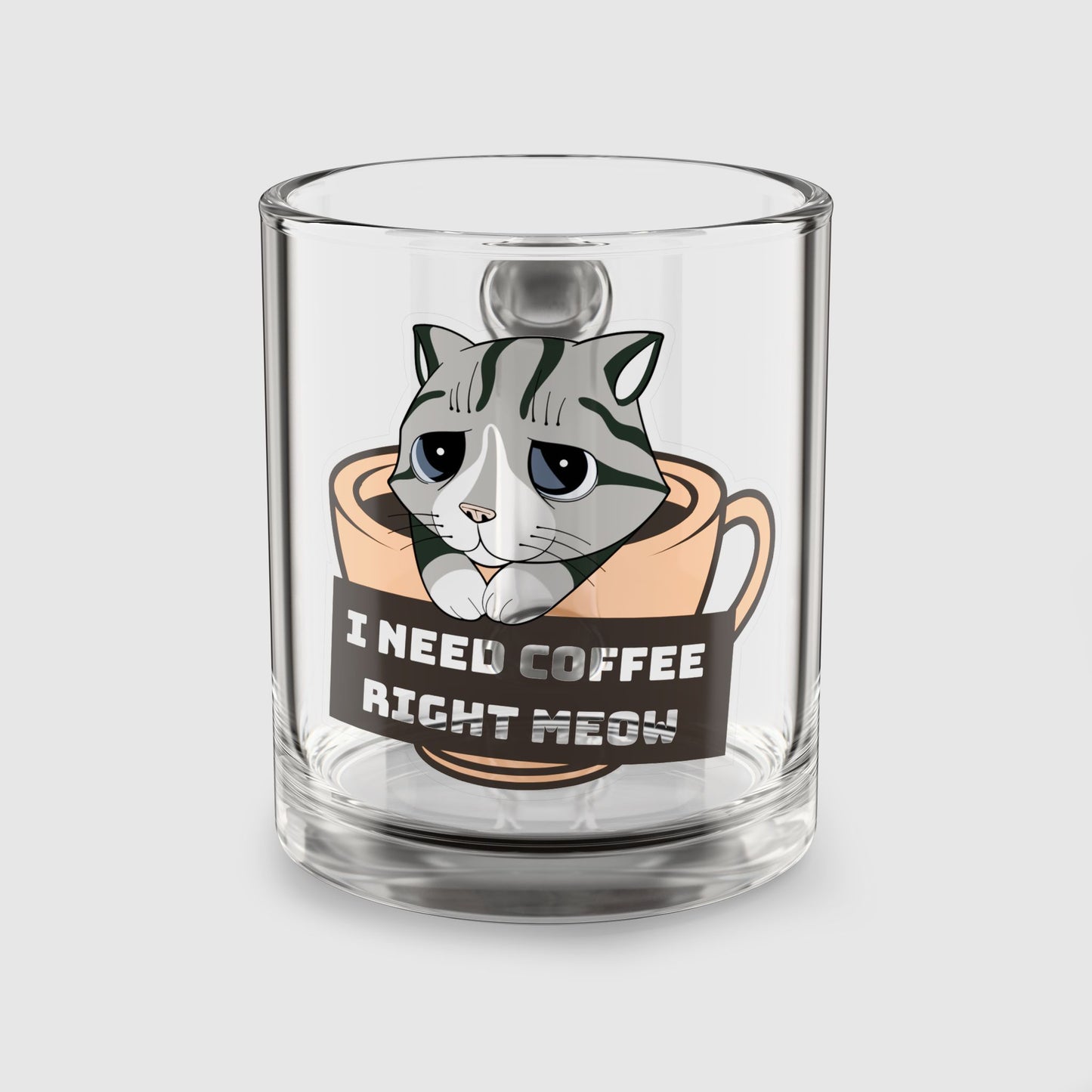 'I Need Coffee Right Meow' - Glass Mug