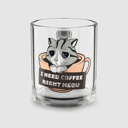 'I Need Coffee Right Meow' - Glass Mug