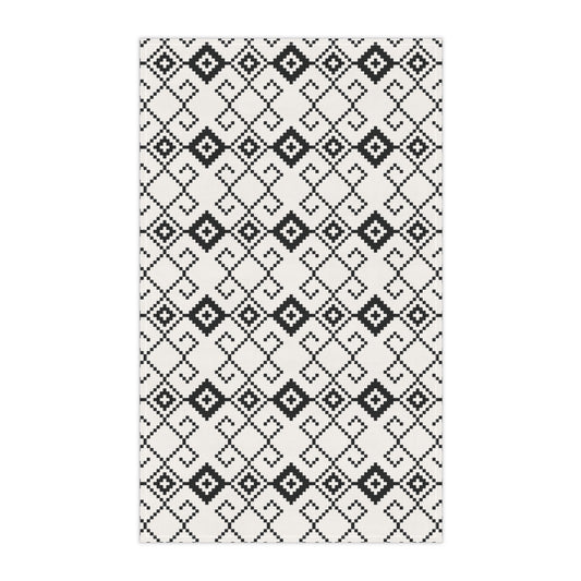 Black & White Aztec Pixel Motif Pattern