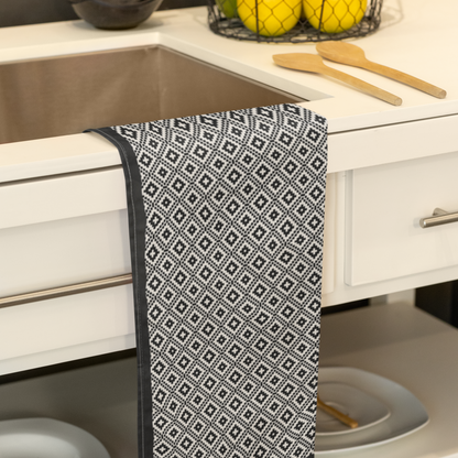 Black & White Pixelated Aztec Diamond Pattern