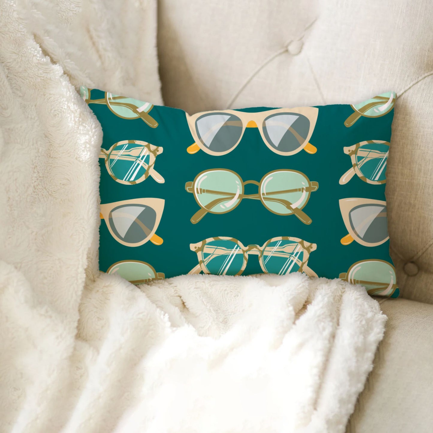 Retro Sunglasses – Brown & Cream on Teal