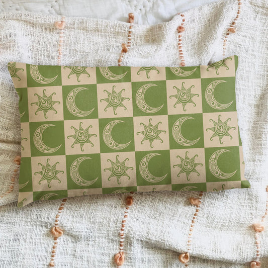 Sun Moon Sage Green Retro Y2K Check