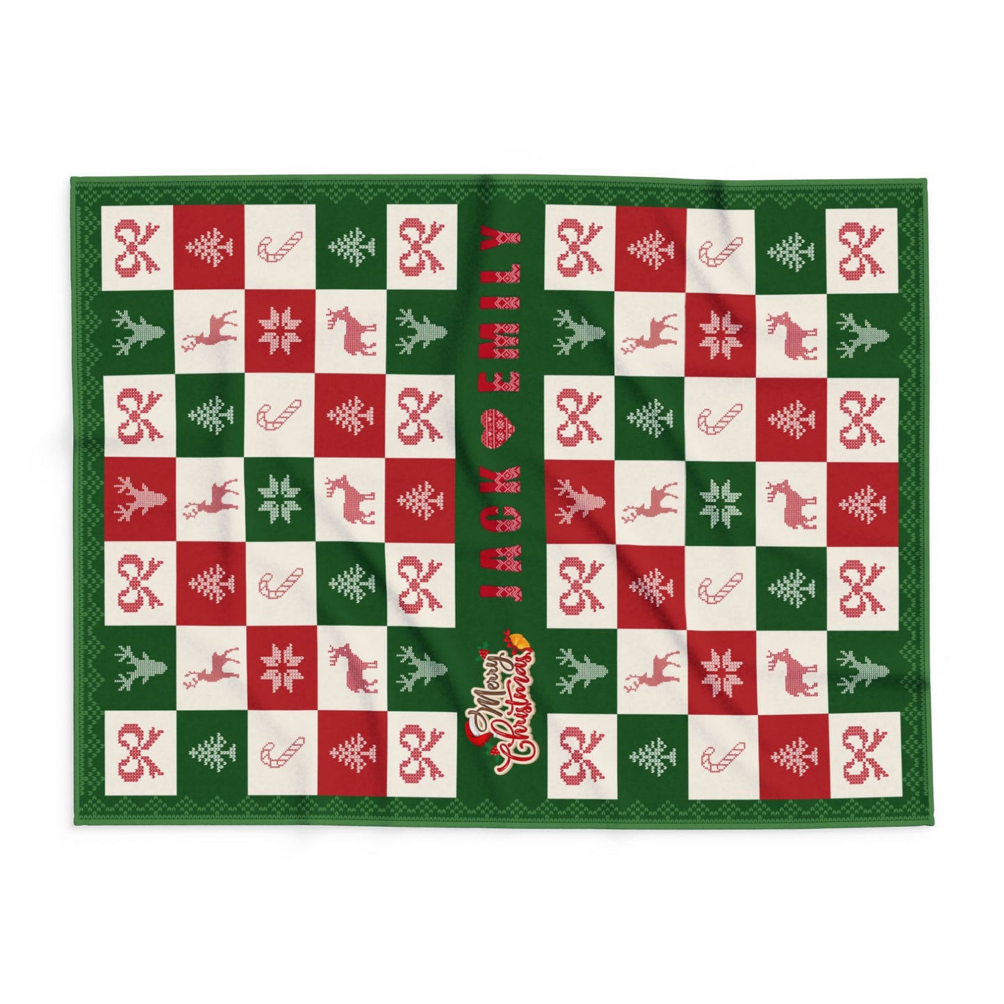 Personalized Christmas Checkered Blanket