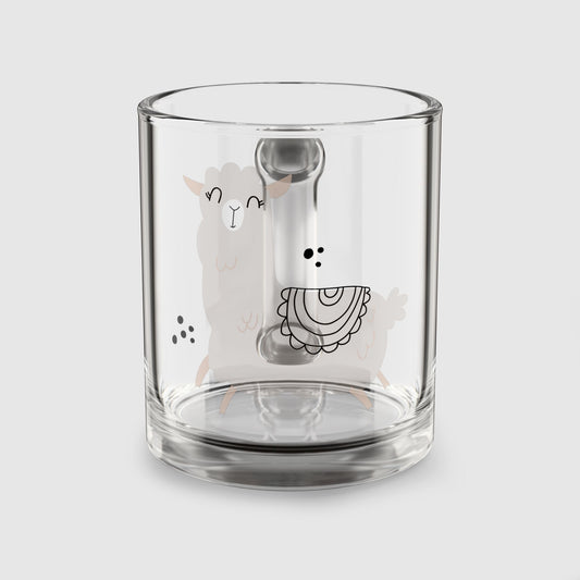 Mug - Happy Llama Glass Mug, 10oz