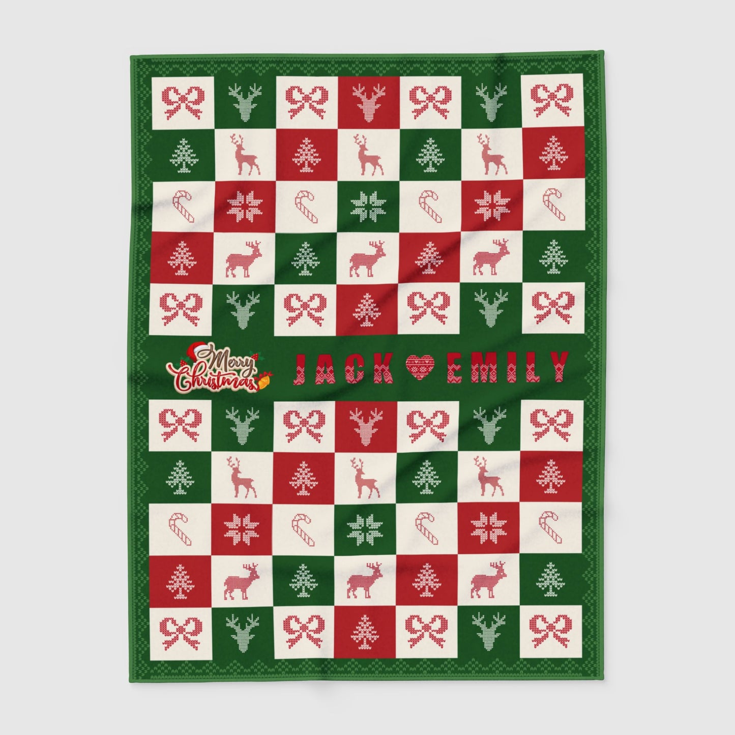 Personalized Christmas Checkered Blanket