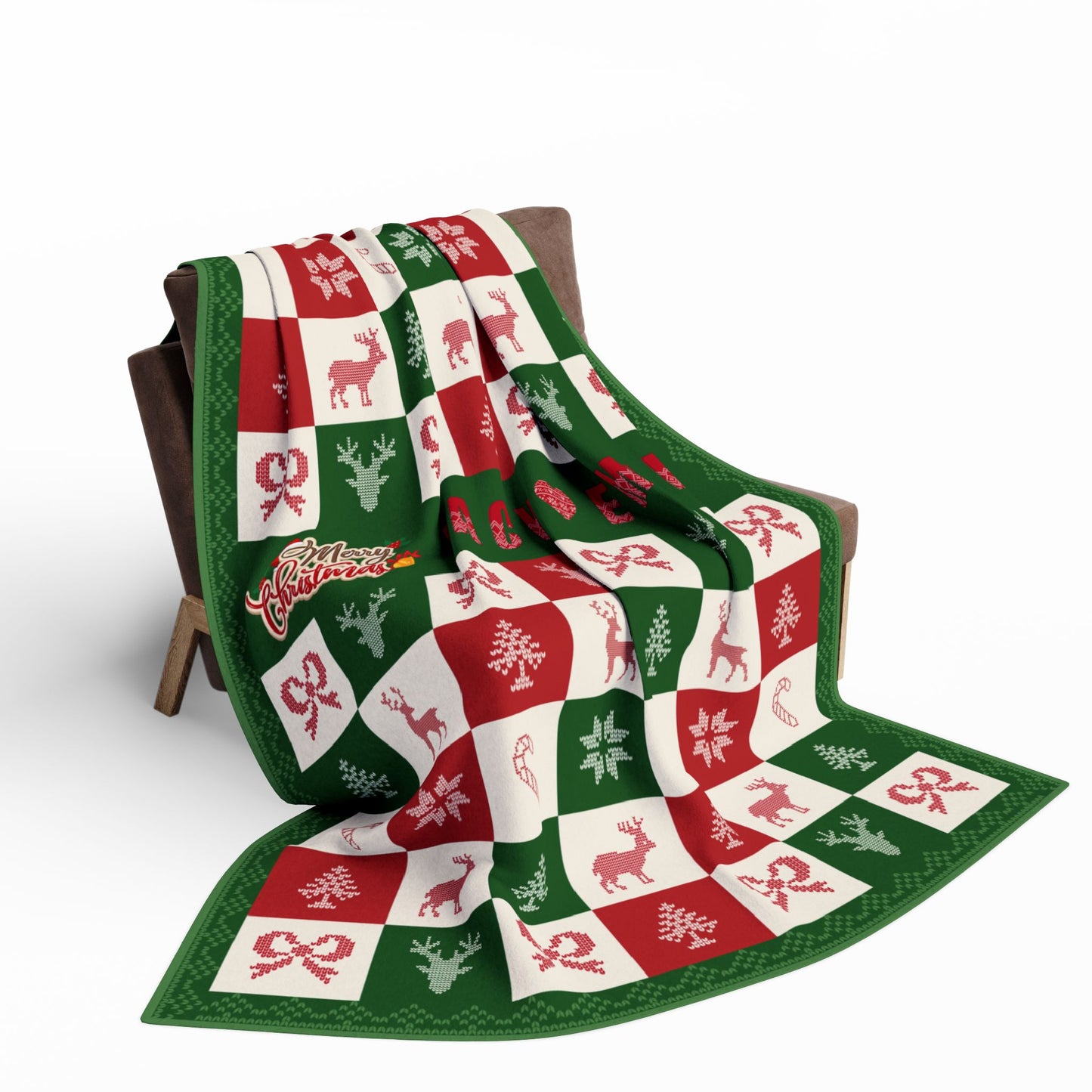 Personalized Christmas Checkered Blanket