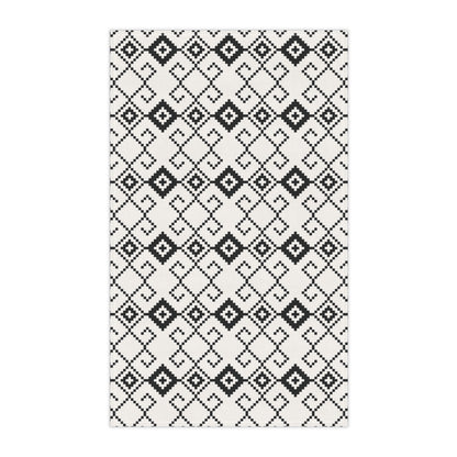 Black & White Aztec Pixel Motif Pattern